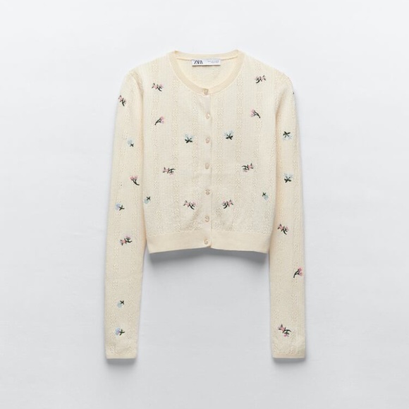 ZARA EMBROIDERED KNIT CARDIGAN TRF - Picture 5 of 8